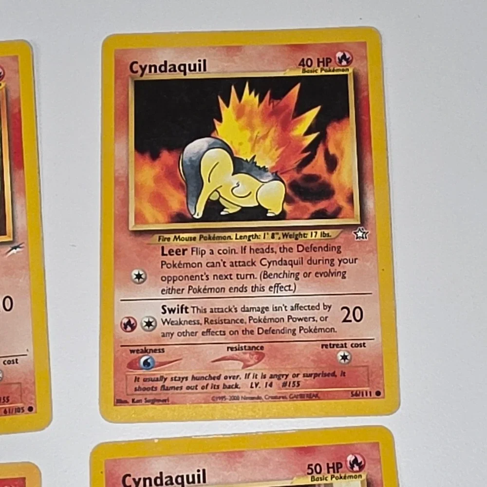 Pokemon Cyndaquil Card Lot 4 Vintage Neo Destiny Genesis Expedition e-Reader